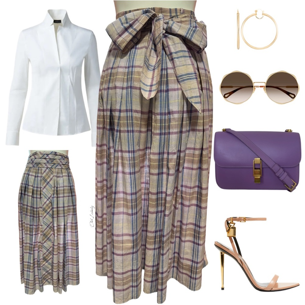VINTAGE PLAID MIDI SKIRT